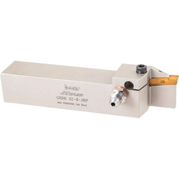 Iscar - External Thread, 0.4724" Max Depth of Cut, 135mm OAL, Left Hand Indexable Grooving Cutoff Toolholder - 25mm Shank Height x 25mm Shank Width, TAG Insert Style, TGBH Toolholder Style, Series Tang-Grip - Benchmark Tooling