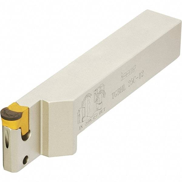 Iscar - External Thread, 0.7874" Max Depth of Cut, 140mm OAL, Left Hand Indexable Grooving Cutoff Toolholder - 25mm Shank Height x 25mm Shank Width, TAGB 1415Y Insert Style, TGBH Toolholder Style, Series Tang-Grip - Benchmark Tooling