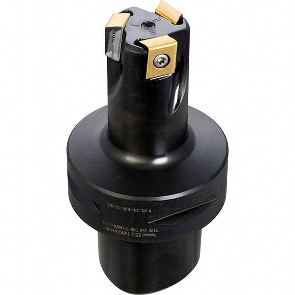Iscar - 3 Inserts, 50mm Cut Diam, 22mm Arbor Diam, 10mm Max Depth of Cut, Indexable Square-Shoulder Face Mill - 0° Lead Angle, 57mm High, HSM90S APCR 1405.. Insert Compatibility, Through Coolant, Series Helialu - Benchmark Tooling