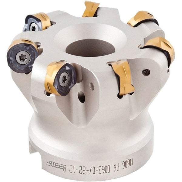 Iscar - 2" Cut Diam, 0.236" Max Depth, 3/4" Arbor Hole, 6 Inserts, H606 RXCU 1206-AX.. Insert Style, Indexable Copy Face Mill - H606 FR-12 Cutter Style, 2" High, Through Coolant, Series Helido - Benchmark Tooling