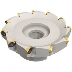 Iscar - 72.4mm Cut Diam, 22mm Arbor Hole, 4.6mm Max Depth of Cut, 50° Indexable Chamfer & Angle Face Mill - 5 Inserts, IQ845 SYHU 07.. Insert, Right Hand Cut, Through Coolant, Series DoveIQMill - Benchmark Tooling