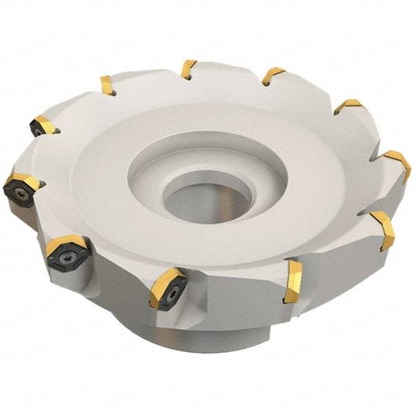Iscar - 89.4mm Cut Diam, 27mm Arbor Hole, 4.6mm Max Depth of Cut, 50° Indexable Chamfer & Angle Face Mill - 8 Inserts, IQ845 SYHU 07.. Insert, Right Hand Cut, Through Coolant, Series DoveIQMill - Benchmark Tooling