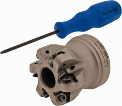 Iscar - 2" Cut Diam, 1/4" Max Depth, 3/4" Arbor Hole, 6 Inserts, H606 RXCU 43-AX.. Insert Style, Indexable Copy Face Mill - H606 FR-.50 Cutter Style, 2" High, Series Helido - Benchmark Tooling