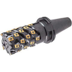 Iscar - 24 Inserts, 80mm Cut Diam, 32mm Arbor Diam, 70mm Max Depth of Cut, Indexable Square-Shoulder Face Mill - 0° Lead Angle, 95mm High, T490 LN.. Insert Compatibility, Through Coolant, Series Helitang - Benchmark Tooling