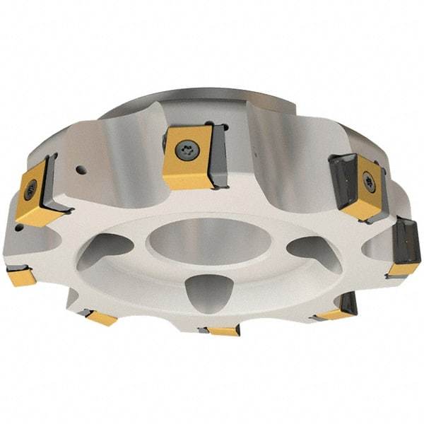 Iscar - 7 Inserts, 160mm Cut Diam, 40mm Arbor Diam, 21mm Max Depth of Cut, Indexable Square-Shoulder Face Mill - 0° Lead Angle, 63mm High, T490 LNHT 2212-PNTR Insert Compatibility, Through Coolant, Series Helitang - Benchmark Tooling
