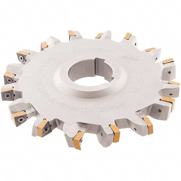 Iscar - Arbor Hole Connection, 0.6299" Cutting Width, 1.2992" Depth of Cut, 125mm Cutter Diam, 1.5748" Hole Diam, 12 Tooth Indexable Slotting Cutter - SDN-XN13 Toolholder, XNMU 13 Insert - Benchmark Tooling