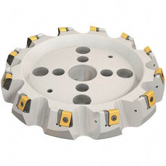 Iscar - 183.2mm Cut Diam, 40mm Arbor Hole, 19mm Max Depth of Cut, 65° Indexable Chamfer & Angle Face Mill - 9 Inserts, T465 LN.T 2212ZN.. Insert, Right Hand Cut, Series Helitang - Benchmark Tooling