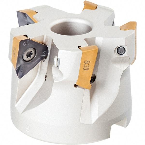 Iscar - 11 Inserts, 8" Cut Diam, 2-1/2" Arbor Diam, 0.512" Max Depth of Cut, Indexable Square-Shoulder Face Mill - 0/90° Lead Angle, 2-1/2" High, HM390 TDKT 1505 Insert Compatibility, Through Coolant, Series HeliIQMill - Benchmark Tooling