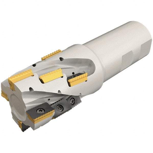 Iscar - 50mm Cut Diam, 105mm Max Depth of Cut, 50mm Shank Diam, 210mm OAL, Indexable Square Shoulder End Mill - P290 AC.T 1806.. Inserts, Weldon Shank, 0° Lead Angle, Through Coolant, Series MillShred - Benchmark Tooling
