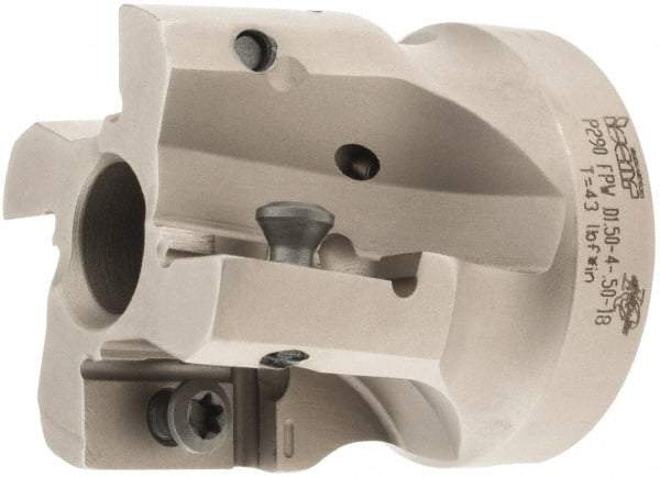 Iscar - 4 Inserts, 1-1/2" Cut Diam, 1/2" Arbor Diam, 0.708" Max Depth of Cut, Indexable Square-Shoulder Face Mill - 0° Lead Angle, 1.57" High, P290 AC.T 1806.. Insert Compatibility, Through Coolant, Series MillShred - Benchmark Tooling