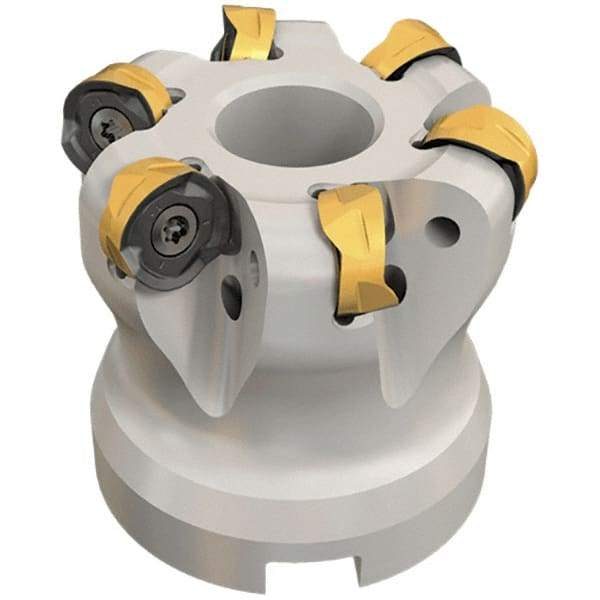 Iscar - 40mm Cut Diam, 6mm Max Depth, 16mm Arbor Hole, 4 Inserts, H606 RXCU 1206-AX.. Insert Style, Indexable Copy Face Mill - H606 FR-12 Cutter Style, 45mm High, Through Coolant, Series Helido - Benchmark Tooling