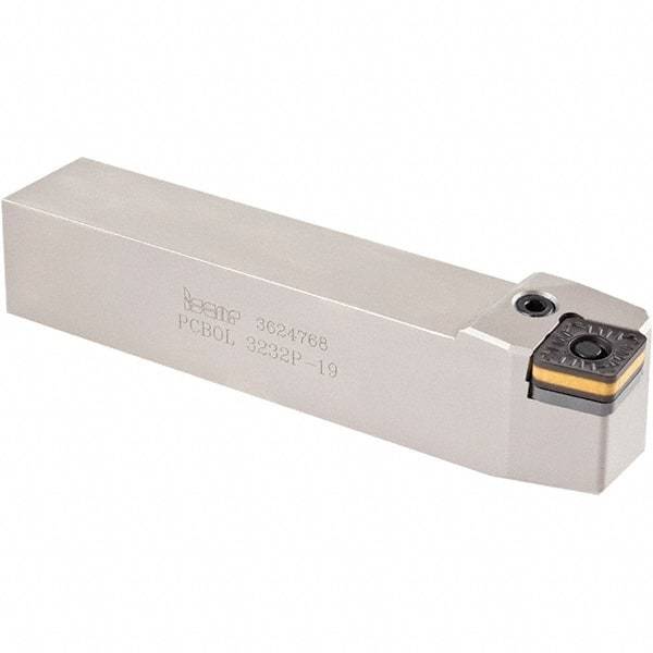 Iscar - PCBO, Right Hand Cut, 75° Lead Angle, 1-1/4" Shank Height x 1-1/4" Shank Width, Negative Rake Indexable Turning Toolholder - 6" OAL, COMG 64.. Insert Compatibility, Series DoveIQTurn - Benchmark Tooling