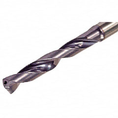 Iscar - 13.3mm Solid Carbide Jobber Drill - TiAlN Finish, Right Hand Cut, Spiral Flute, Straight Shank, 124mm OAL, Standard Point - Benchmark Tooling