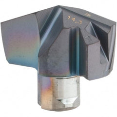 Iscar - Series ICM, 14.3mm Diam Grade IC907 140° Replaceable Drill Tip - Carbide, TiAlN/TiN Finish, 14 Seat Size - Benchmark Tooling