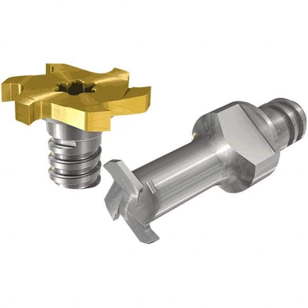 Iscar - MM TS-N Grade IC908 Carbide T-Slot Milling Tip Insert - TiAlN Finish, 4 Flutes, 7.7mm Cutting Diam, 1.19mm Depth of Cut, 14.99mm Extension, 0.008" Cnr Rad - Benchmark Tooling