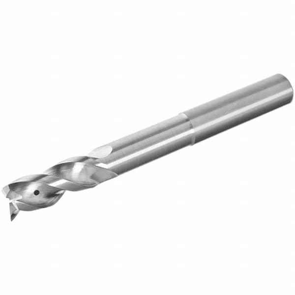 Iscar - 3 Flute Solid Carbide Roughing & Finishing Corner Radius End Mill - Uncoated, Straight Shank, 39° Helix, Non-Centercutting, Regular Length - Benchmark Tooling