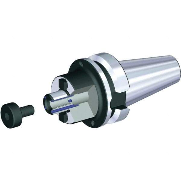 Kennametal - BTKV40 Taper Shank 1-1/2" Pilot Diam Shell Mill Holder - 2" Flange to Nose End Projection, 3.81" Nose Diam, 3/4-16 Lock Screw, Through-Spindle & DIN Flange Coolant - Exact Industrial Supply