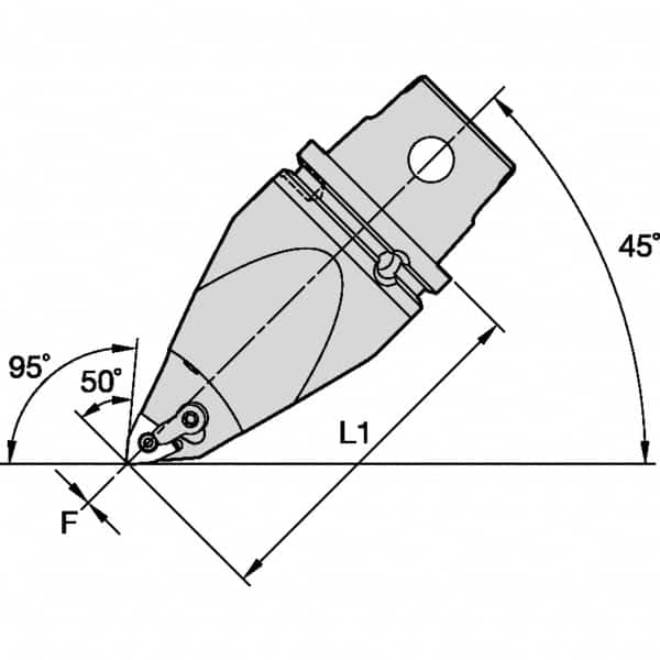 Kennametal - Left Hand Cut, Size KM63, WN.. Insert Compatiblity, Modular Turning & Profiling Cutting Unit Head - 115mm Head Length, Through Coolant, Series M-Clamping - Benchmark Tooling