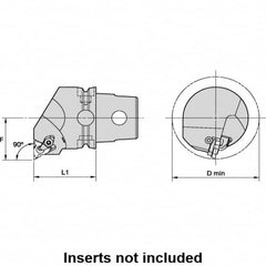 Kennametal - Insert Style LT 22NR, 50mm Head Length, Right Hand Cut, Internal Modular Threading Cutting Unit Head - System Size KM50TS, 35mm Center to Cutting Edge, Series LT Threading - Benchmark Tooling