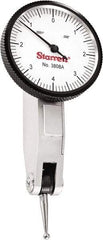 Starrett - 0.008 Inch Range, 0.0001 Inch Dial Graduation, Horizontal Dial Test Indicator - 1-1/4 Inch White Dial, 0-4-0 Dial Reading - Benchmark Tooling