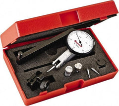 Starrett - 0.03 Inch Range, 0.0005 Inch Dial Graduation, Horizontal Dial Test Indicator - 1-9/16 Inch White Dial, 0-15-0 Dial Reading - Benchmark Tooling