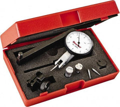 Starrett - 0.008 Inch Range, 0.0001 Inch Dial Graduation, Horizontal Dial Test Indicator - 1-9/16 Inch White Dial, 0-4-0 Dial Reading - Benchmark Tooling