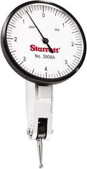 Starrett - 0.008 Inch Range, 0.0001 Inch Dial Graduation, Horizontal Dial Test Indicator - 1-9/16 Inch White Dial, 0-4-0 Dial Reading - Benchmark Tooling