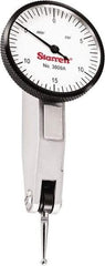 Starrett - 0.03 Inch Range, 0.0005 Inch Dial Graduation, Horizontal Dial Test Indicator - 1-1/4 Inch White Dial, 0-15-0 Dial Reading - Benchmark Tooling