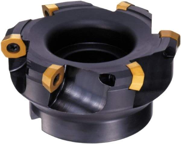 Sumitomo - 6 Inserts, 4" Cutter Diam, 0.28" Max Depth of Cut, Indexable High-Feed Face Mill - 1/2" Arbor Hole Diam, 2" High, SD.W 1406 Inserts, Series SumiMill MS Mill - Benchmark Tooling