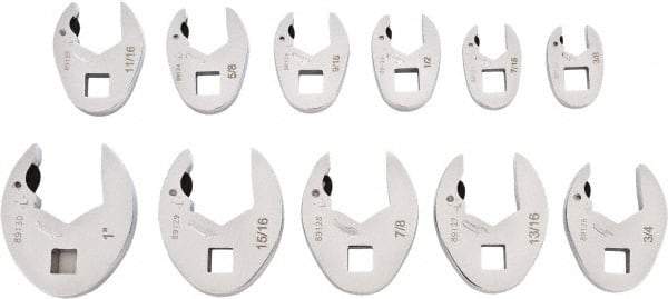 GearWrench - 11 Piece 3/8" Drive Open End Crowfoot Wrench Set - 3/8 to 1" - Benchmark Tooling