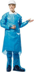 PolyConversions - 4 mil Thick Chemical Resistant Coat Apron - Polyolefin, Blue - Benchmark Tooling