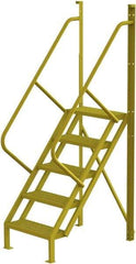 TRI-ARC - 92" 5 Step Configurable Crossover Ladder - 50° Incline, 1,000 Lb Capacity, 50" Platform Height, 30" Base Width x 44" Base Depth, Perforated Tread - Benchmark Tooling