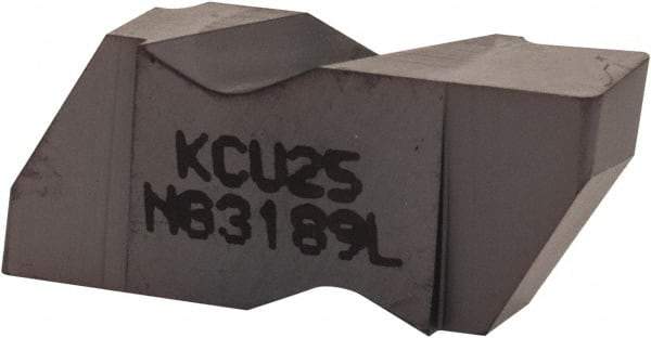 Kennametal - 3189NG Grade KCU25, 4.8mm Cutting Width Carbide Grooving Insert - 3.81mm Max Depth of Cut, Left Hand, 0.57mm Corner Radius, AlTiN Finish - Benchmark Tooling