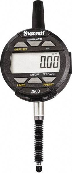 Starrett - 25mm Max Measurement, 0.01mm Graduation, Electronic Drop Indicator - Accurate to 0.03mm, Metric System, LCD Display - Benchmark Tooling