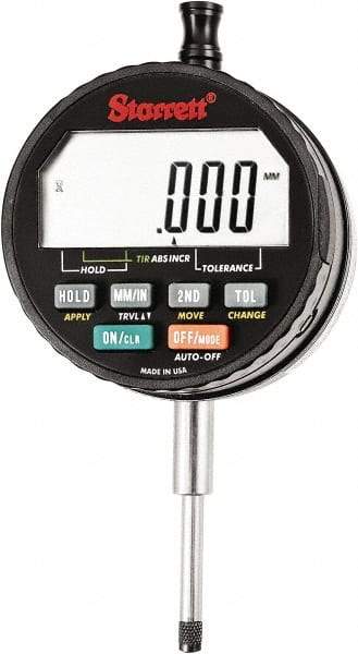 Starrett - 1" Max Measurement, 0.00005, 0.0001, 0.0005 & 0.001" Graduation, Electronic Drop Indicator - Accurate to 0.0001", Inch & Metric System, LCD Display - Benchmark Tooling