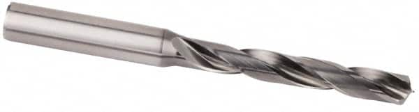 Kennametal - Letter F 135° Solid Carbide Jobber Drill - Multilayer AlCr Finish, Right Hand Cut, Spiral Flute, Straight Shank, 91mm OAL, Standard Point - Benchmark Tooling