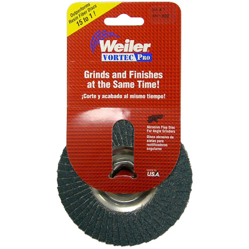 ‎4″ Vortec Pro Abrasive Flap Disc, Aluminum Backing, 80Z, 5/8″-11 UNC Nut, Retail Pack - Benchmark Tooling