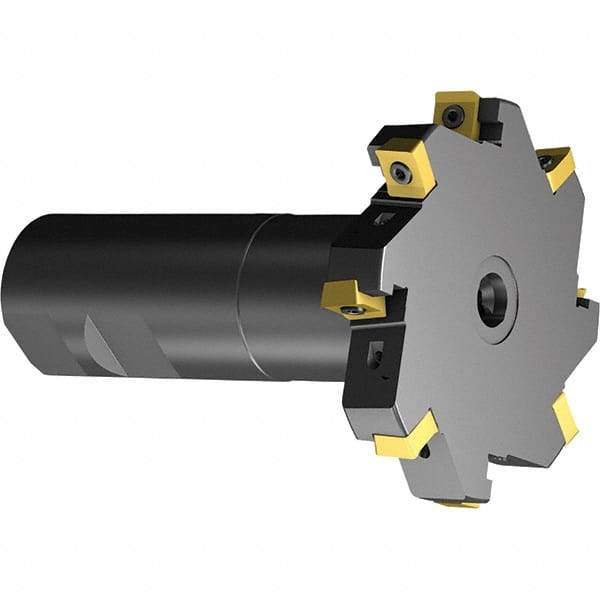 Sandvik Coromant - 1/2" Cutting Width, 0.732" Depth of Cut, 1-1/4" Hole Diam, 6 Tooth Indexable Slotting Cutter - Right Hand Cutting Direction - Benchmark Tooling