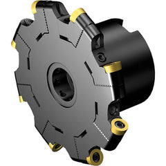 Sandvik Coromant - 0.6299" Cutting Width, 1.2008" Depth of Cut, 5" Cutter Diam, 1.2598" Hole Diam, 8 Tooth Indexable Slotting Cutter - Right Hand Cutting Direction - Benchmark Tooling