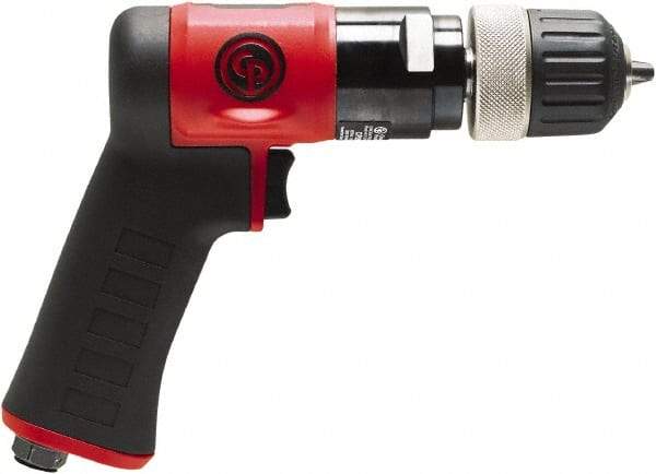 Chicago Pneumatic - 3/8" Keyless Chuck - Pistol Grip Handle, 3,000 RPM, 0.6 hp, 90 psi - Benchmark Tooling