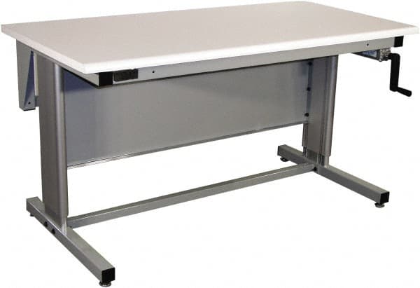 Proline - 72 Wide x 30" Deep x 42" High, Plastic Laminate Workbench - Bull Nose Edge, Adjustable Height Legs, Gray - Benchmark Tooling