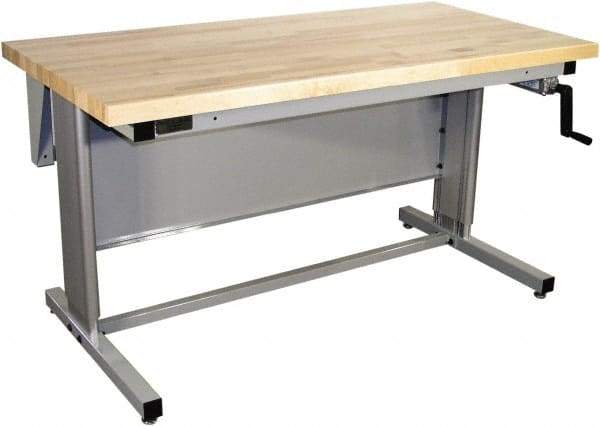 Proline - 72 Wide x 30" Deep x 42" High, Maple Workbench - Adjustable Height Legs, Gray - Benchmark Tooling