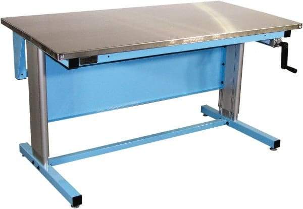 Proline - 60 Wide x 30" Deep x 42" High, Stainless Steel Workbench - Adjustable Height Legs, Blue - Benchmark Tooling