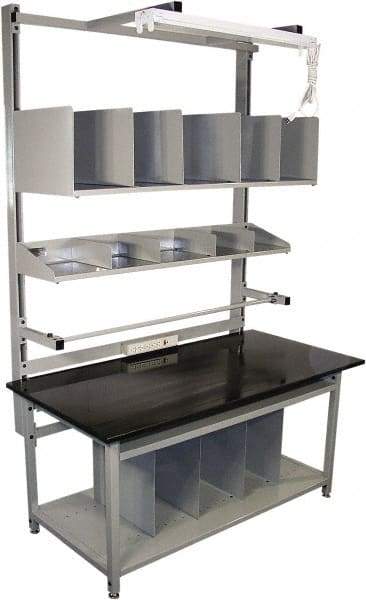 Proline - 72 Wide x 30" Deep x 36" High, Chem-Guard Workbench - Adjustable Height Legs, Gray - Benchmark Tooling