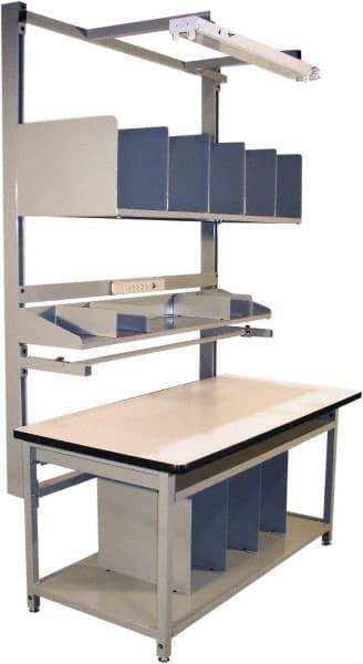 Proline - 72 Wide x 30" Deep x 36" High, Plastic Laminate Workbench - T-Molded Edge, Adjustable Height Legs, Gray - Benchmark Tooling