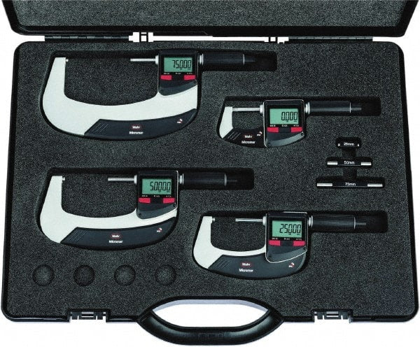 Mahr - Carbide-Tipped IP65 Rapid Measurement Electronic Outside Micrometer - Exact Industrial Supply