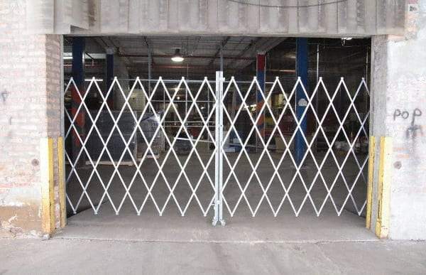 Illinois Engineered Products - 78" High Bi-Parting Folding Gates - Galvanized Steel, Silver - Benchmark Tooling