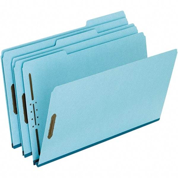 Pendaflex - 8-1/2 x 14", Legal, Blue, Classification Folders with Top Tab Fastener - 25 Point Stock, Assorted Tab Cut Location - Benchmark Tooling