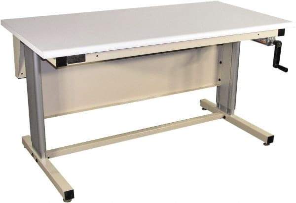 Proline - 60 Wide x 30" Deep x 42" High, Static Dissipative Workbench - Bull Nose Edge, Adjustable Height Legs, Beige - Benchmark Tooling