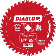 Freud - 6-1/2" Diam, 5/8" Arbor Hole Diam, 40 Tooth Wet & Dry Cut Saw Blade - Carbide-Tipped, Finishing Action, Standard Round Arbor - Benchmark Tooling